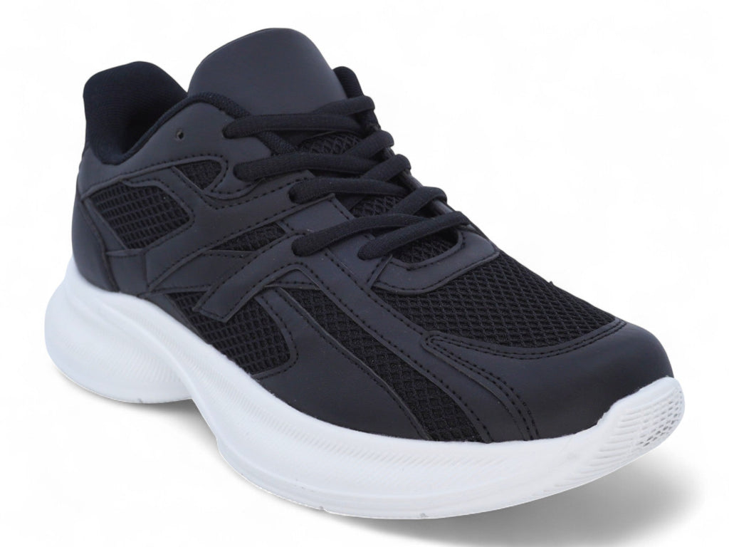 Women`s Black Mesh & Vegan Leather Sport Sneaker