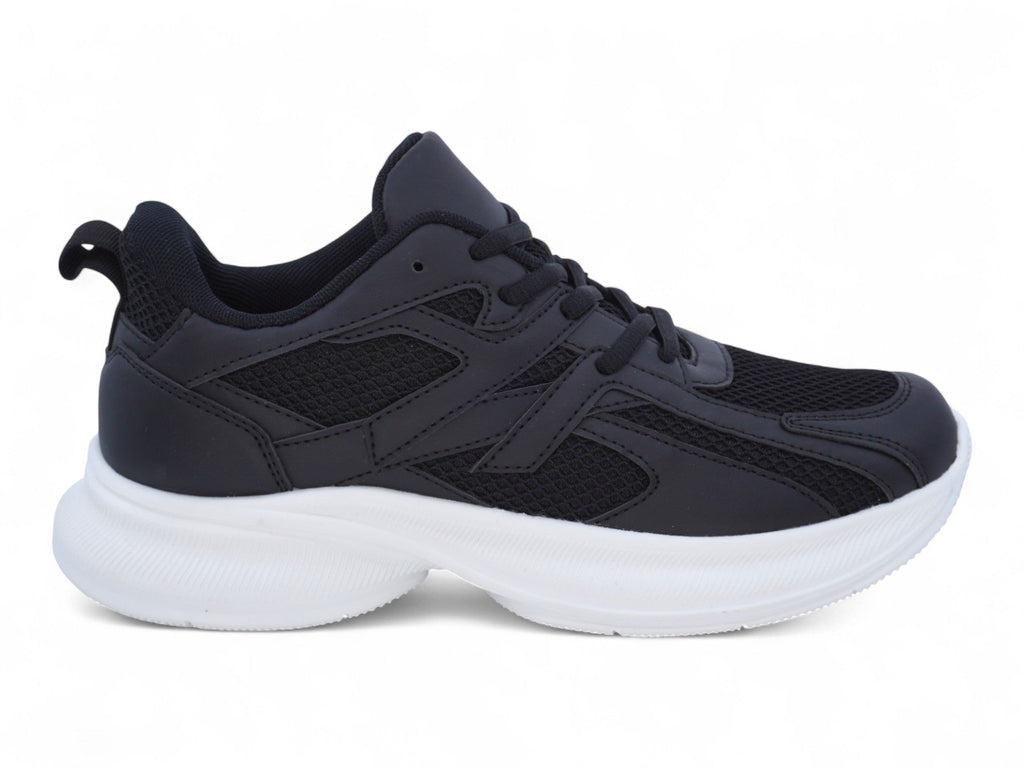 Women`s Black Mesh & Vegan Leather Sport Sneaker
