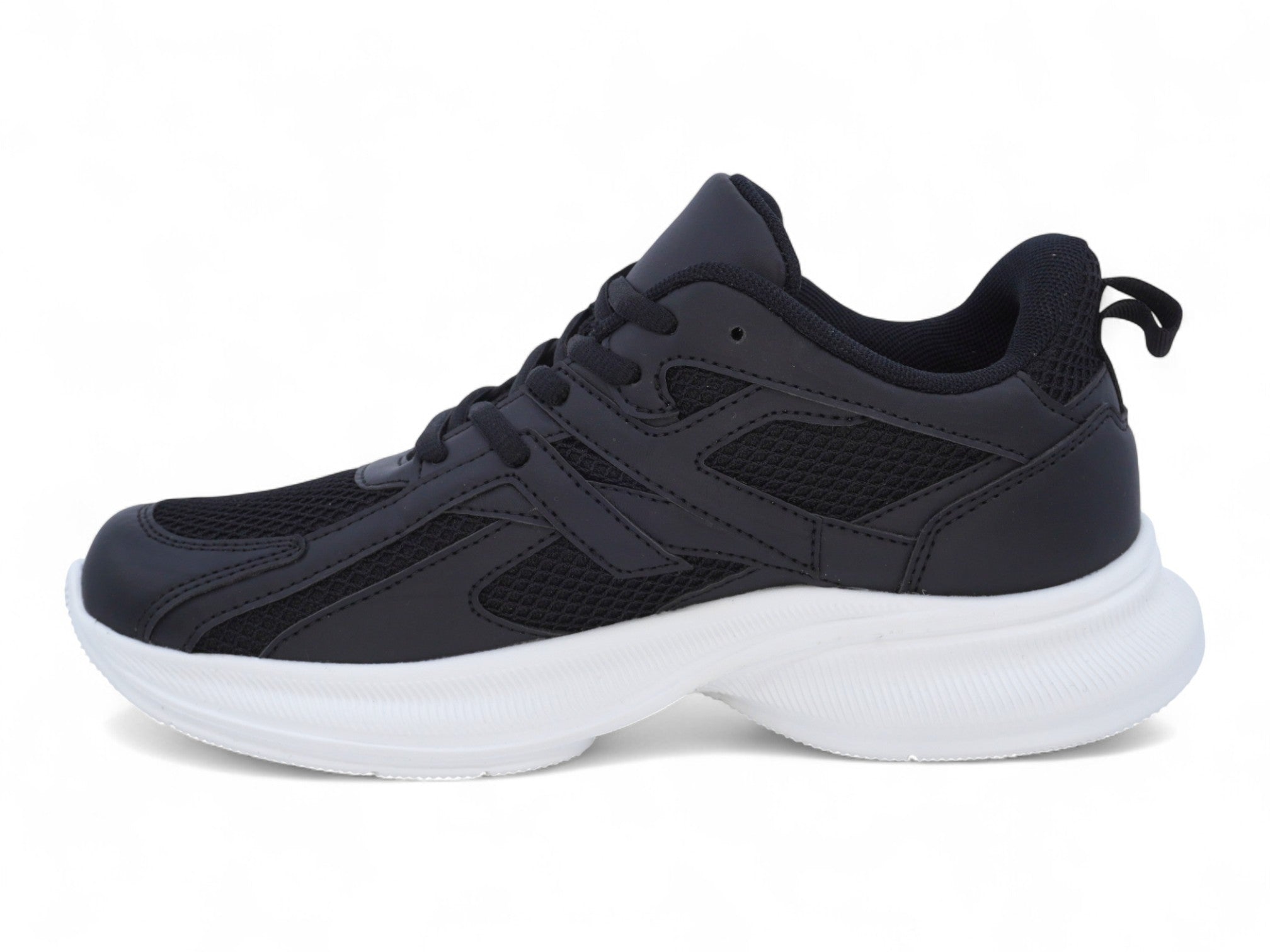 Women`s Black Mesh & Vegan Leather Sport Sneaker