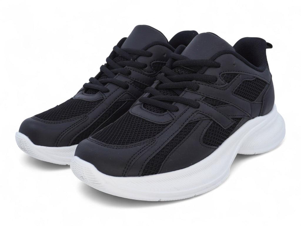 Women`s Black Mesh & Vegan Leather Sport Sneaker