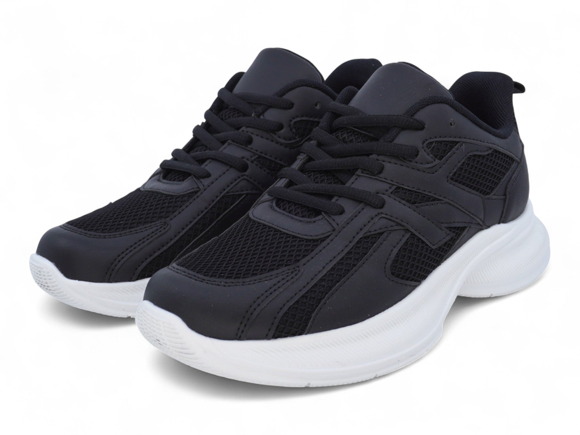 Women`s Black Mesh & Vegan Leather Sport Sneaker