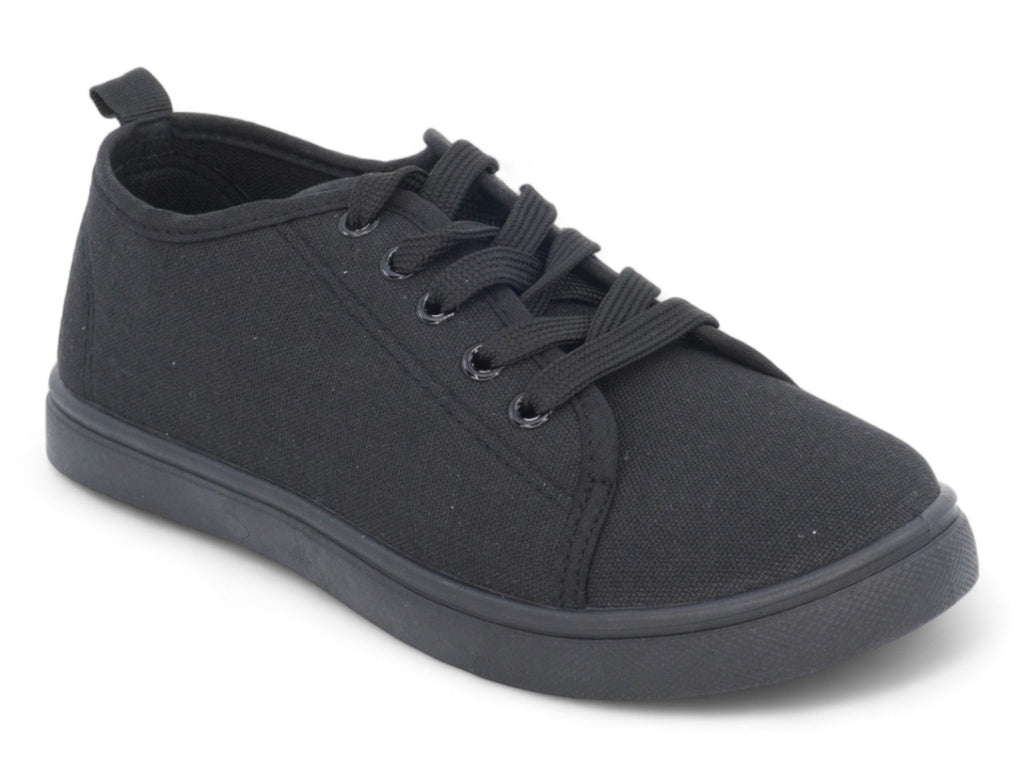 Women`s Black Lace Up Canvas Sneaker