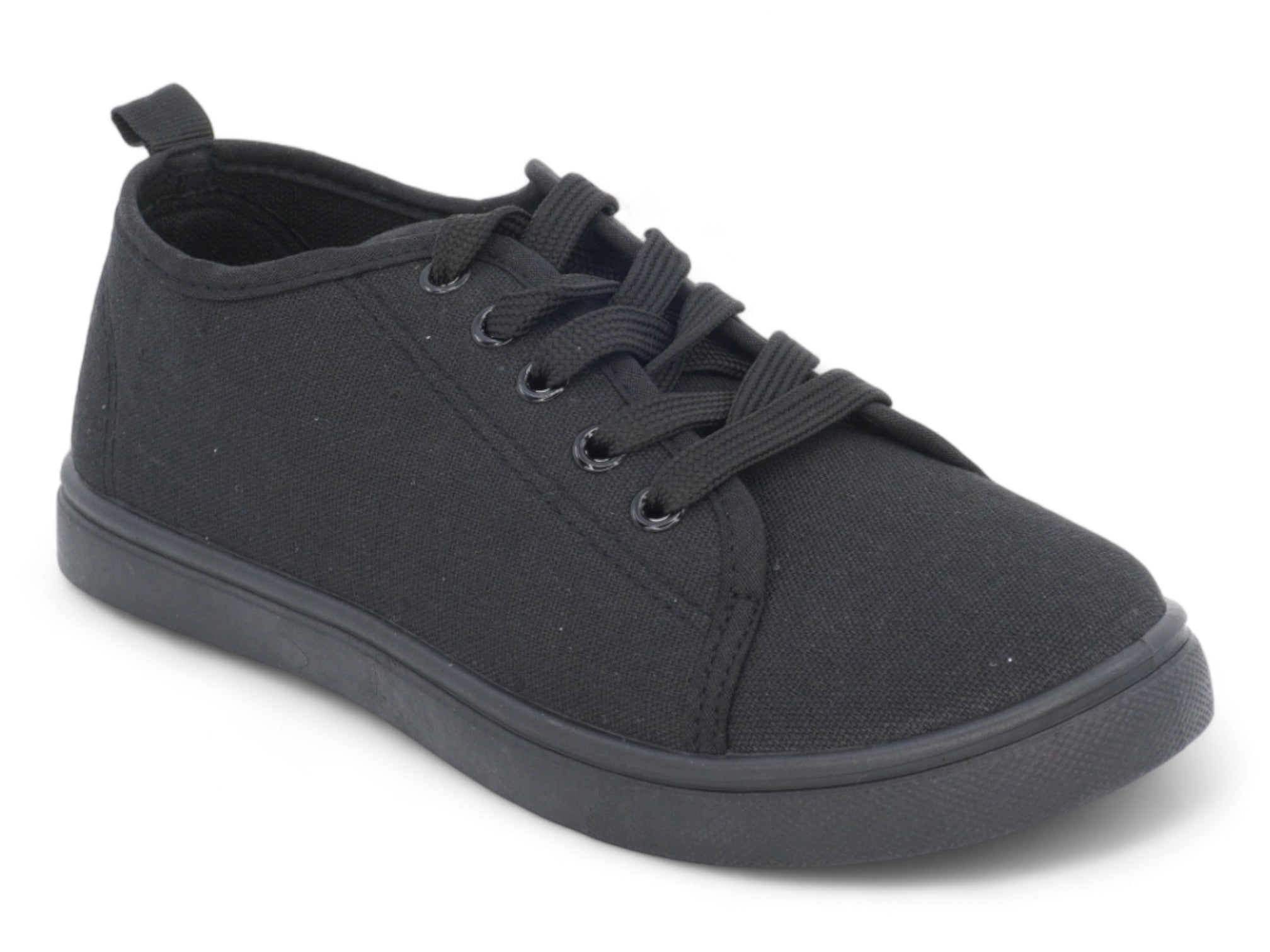 Women`s Black Lace Up Canvas Sneaker
