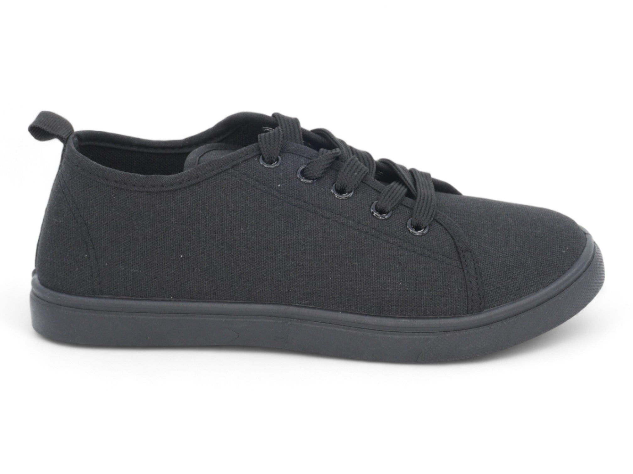 Women`s Black Lace Up Canvas Sneaker