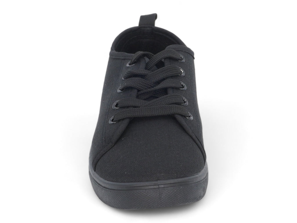 Women`s Black Lace Up Canvas Sneaker