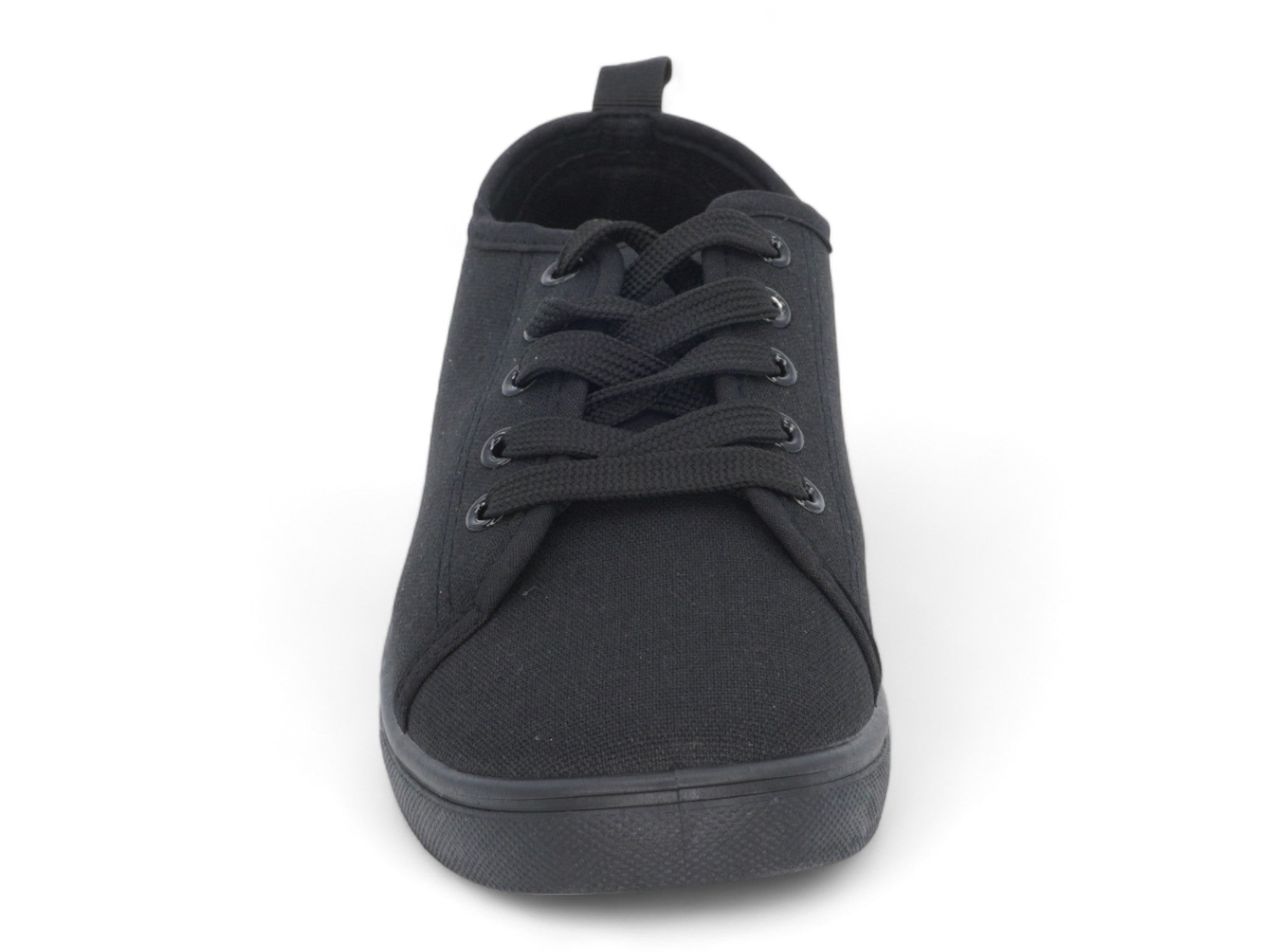 Women`s Black Lace Up Canvas Sneaker