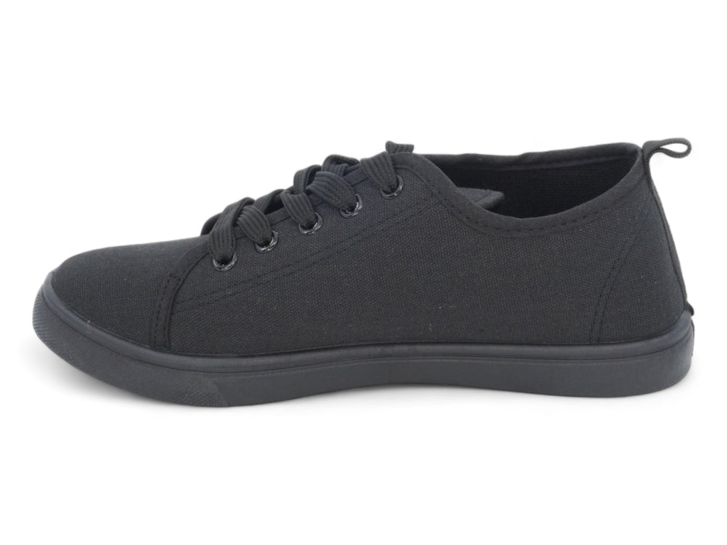 Women`s Black Lace Up Canvas Sneaker