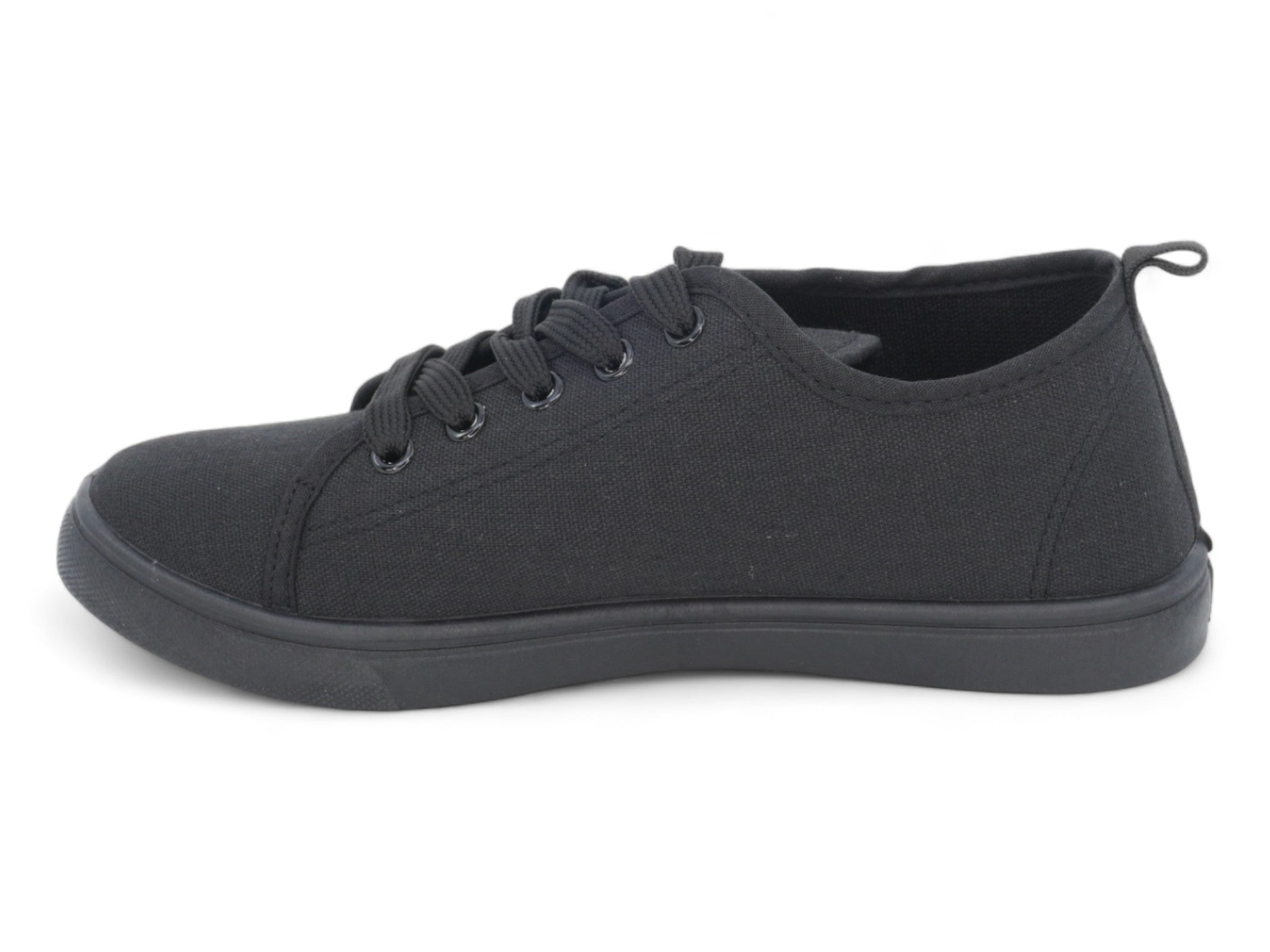 Women`s Black Lace Up Canvas Sneaker