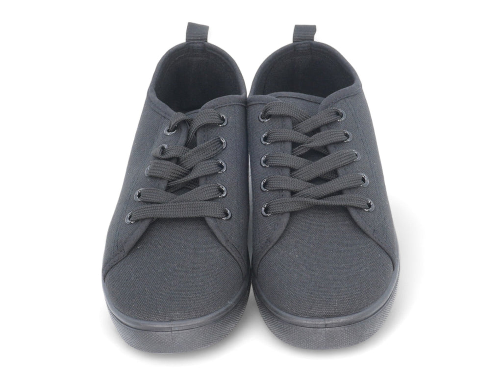 Women`s Black Lace Up Canvas Sneaker