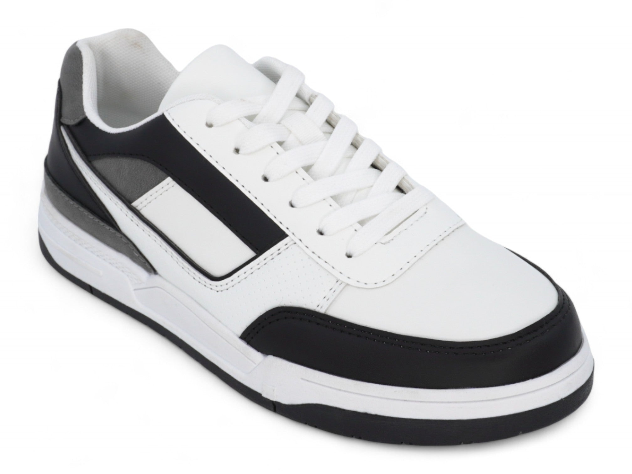 Boys` Black White Panel Court Sneaker