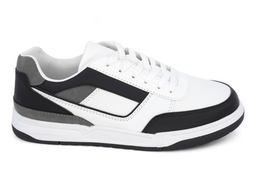 Boys` Black White Panel Court Sneaker