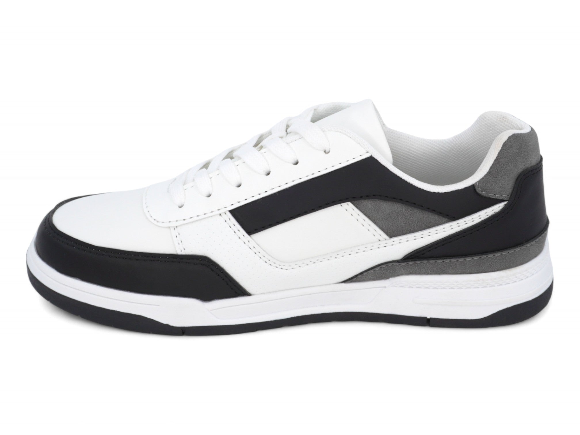 Boys` Black White Panel Court Sneaker