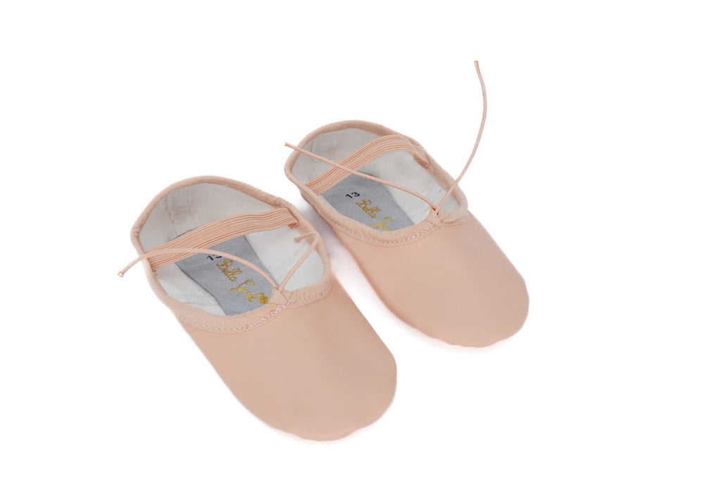 Girls` Nude Vegan Leather Ballerina Shoes