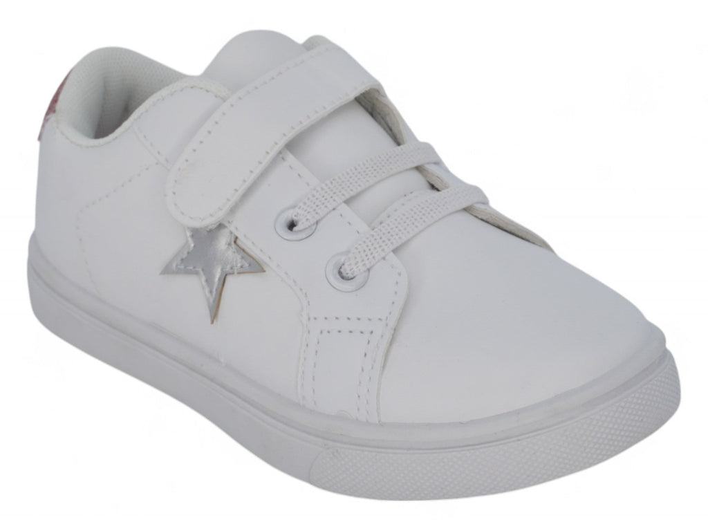 Toddler White & Silver Star Sneaker