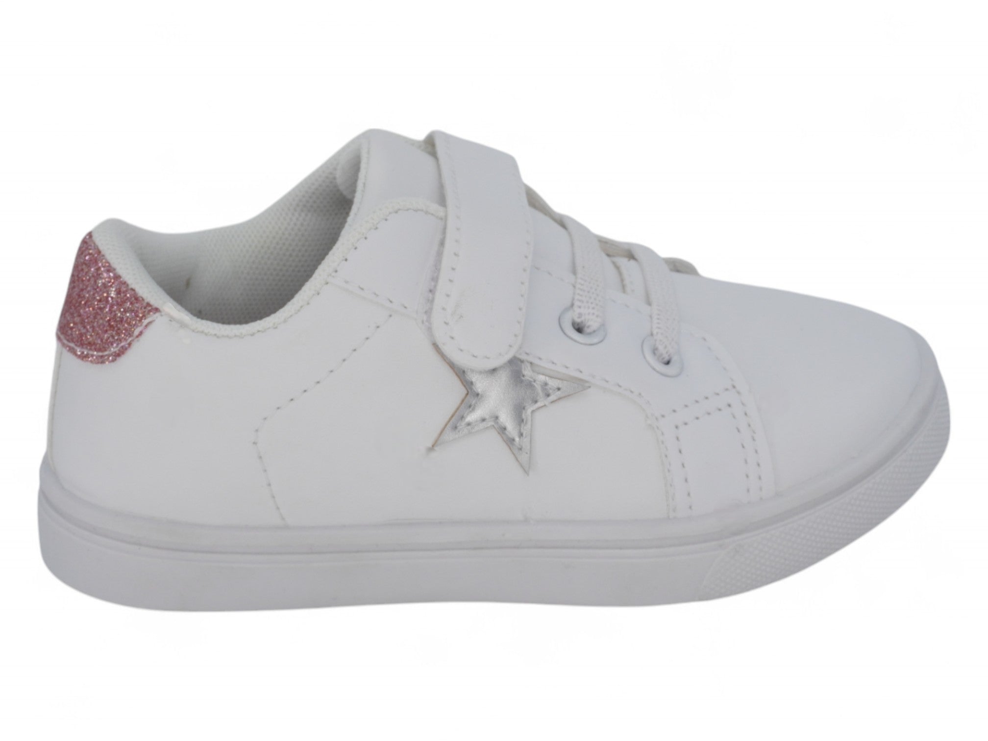 Toddler White & Silver Star Sneaker