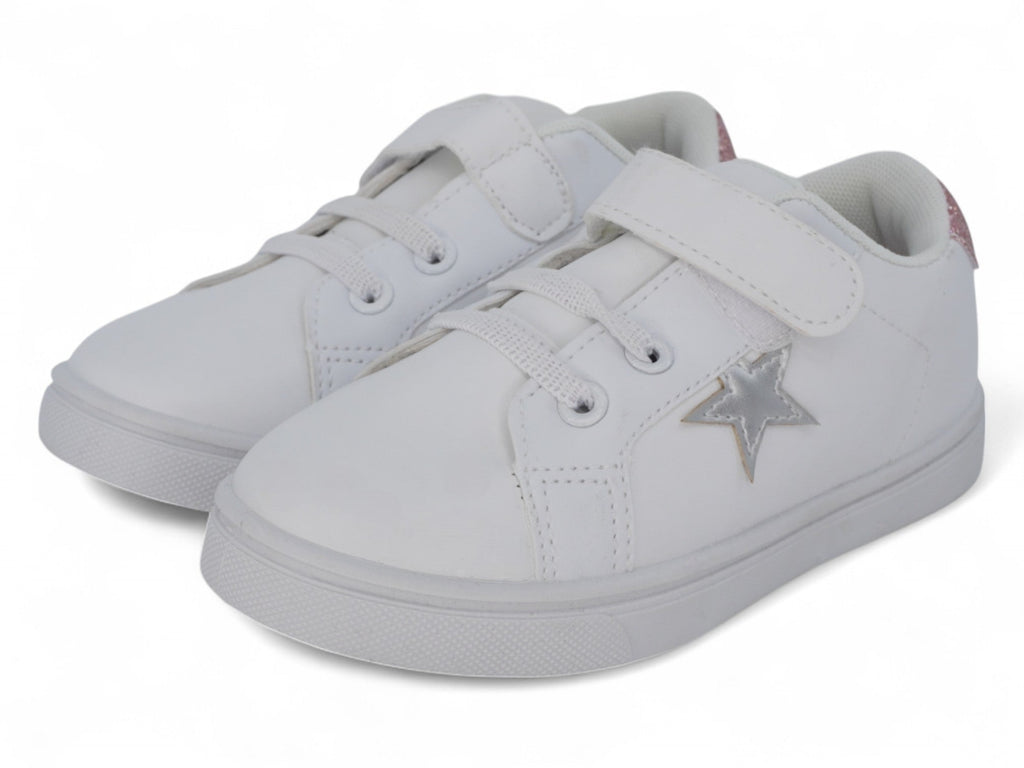 Toddler White & Silver Star Sneaker