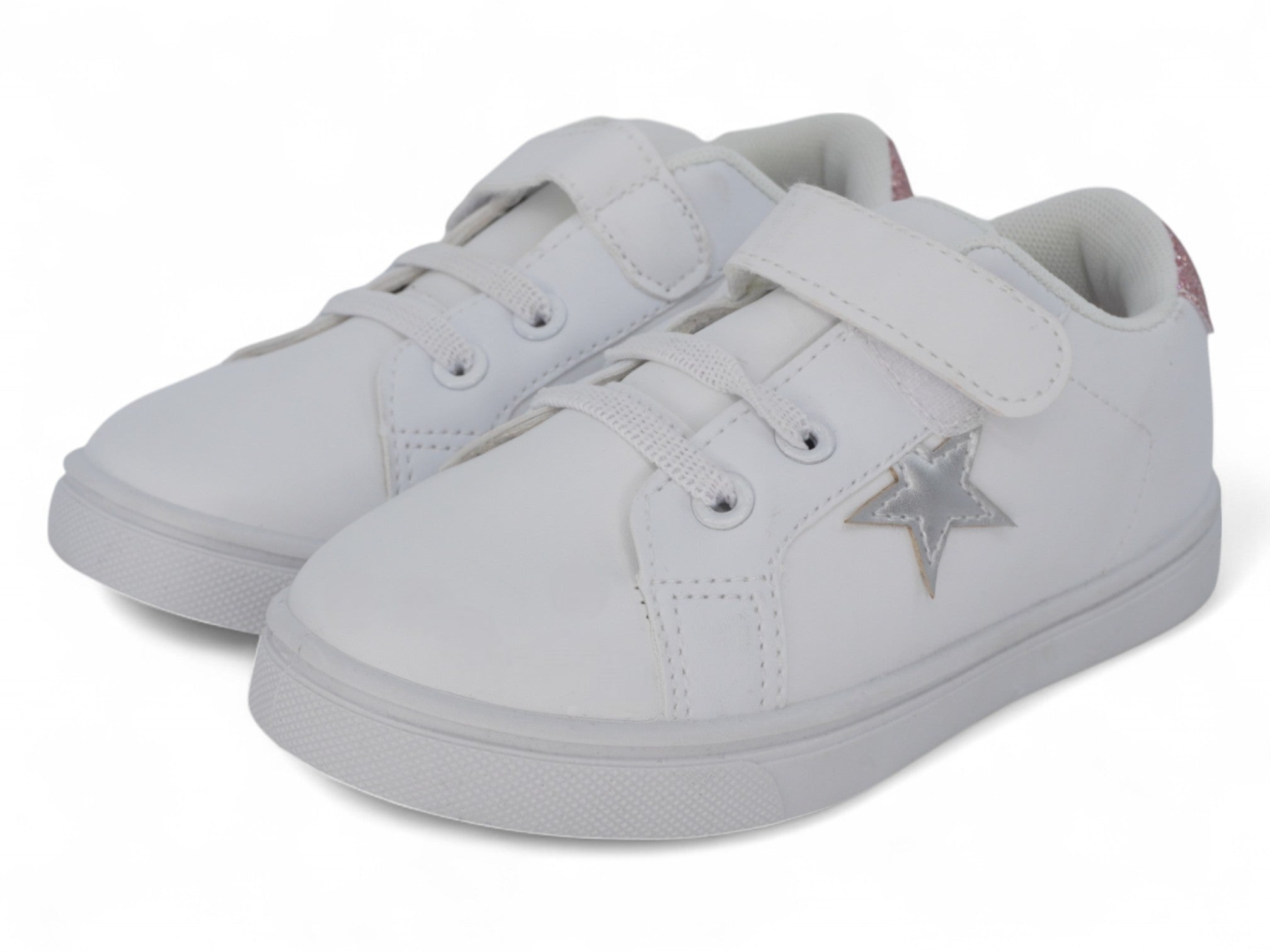 Toddler White & Silver Star Sneaker