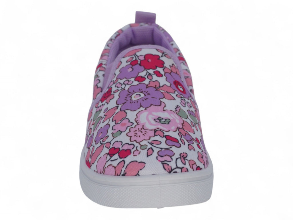 Toddler White Purple Multicolor Flower Slip On