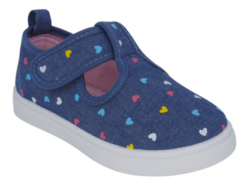 Toddler Denim Heart T-Strap Slip On