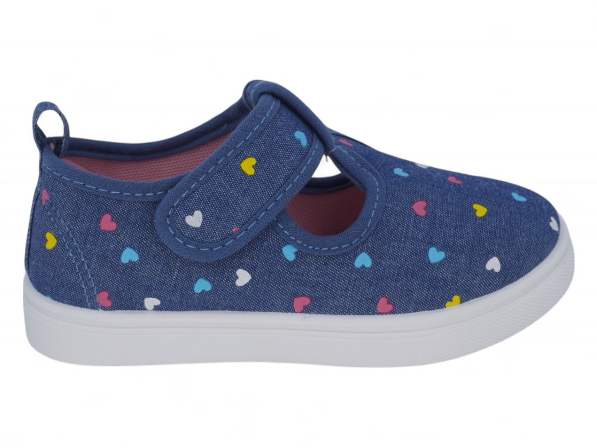 Toddler Denim Heart T-Strap Slip On
