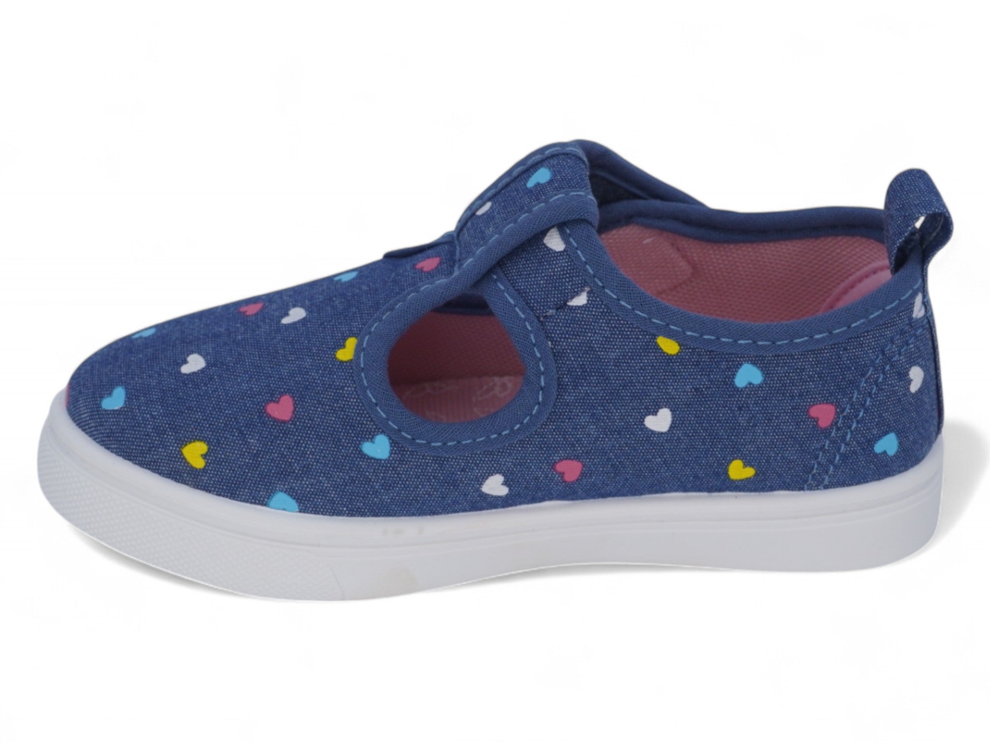 Toddler Denim Heart T-Strap Slip On