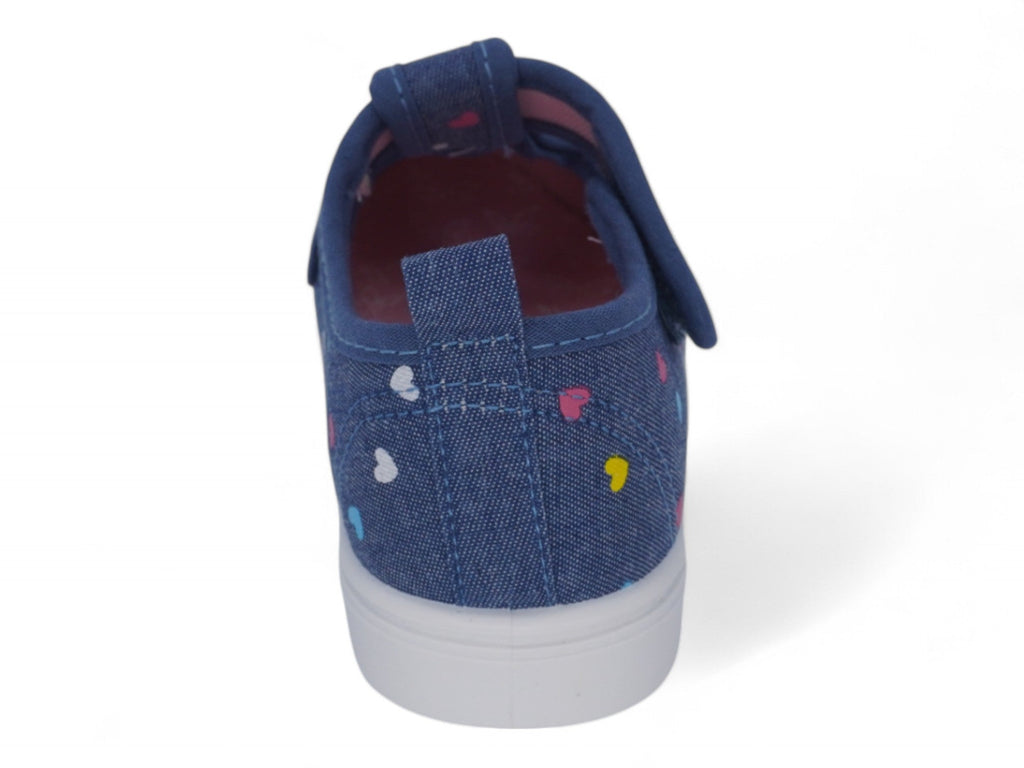 Toddler Denim Heart T-Strap Slip On