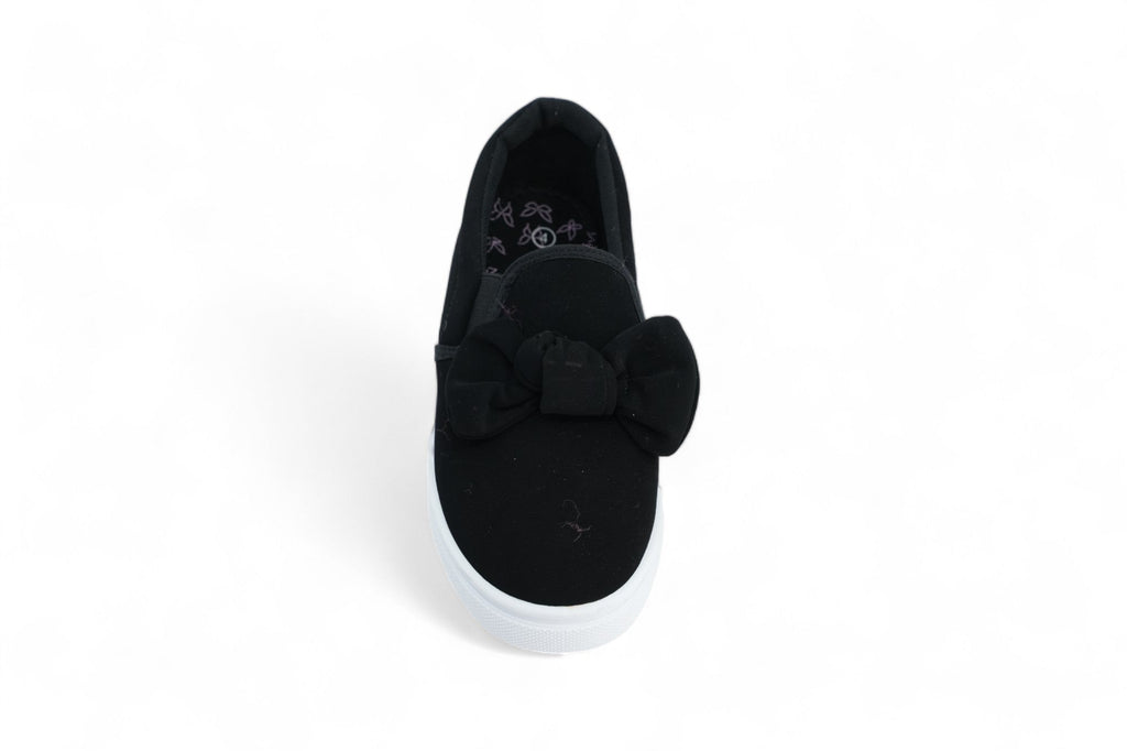 Girls` Black Bow Slip On Sneaker