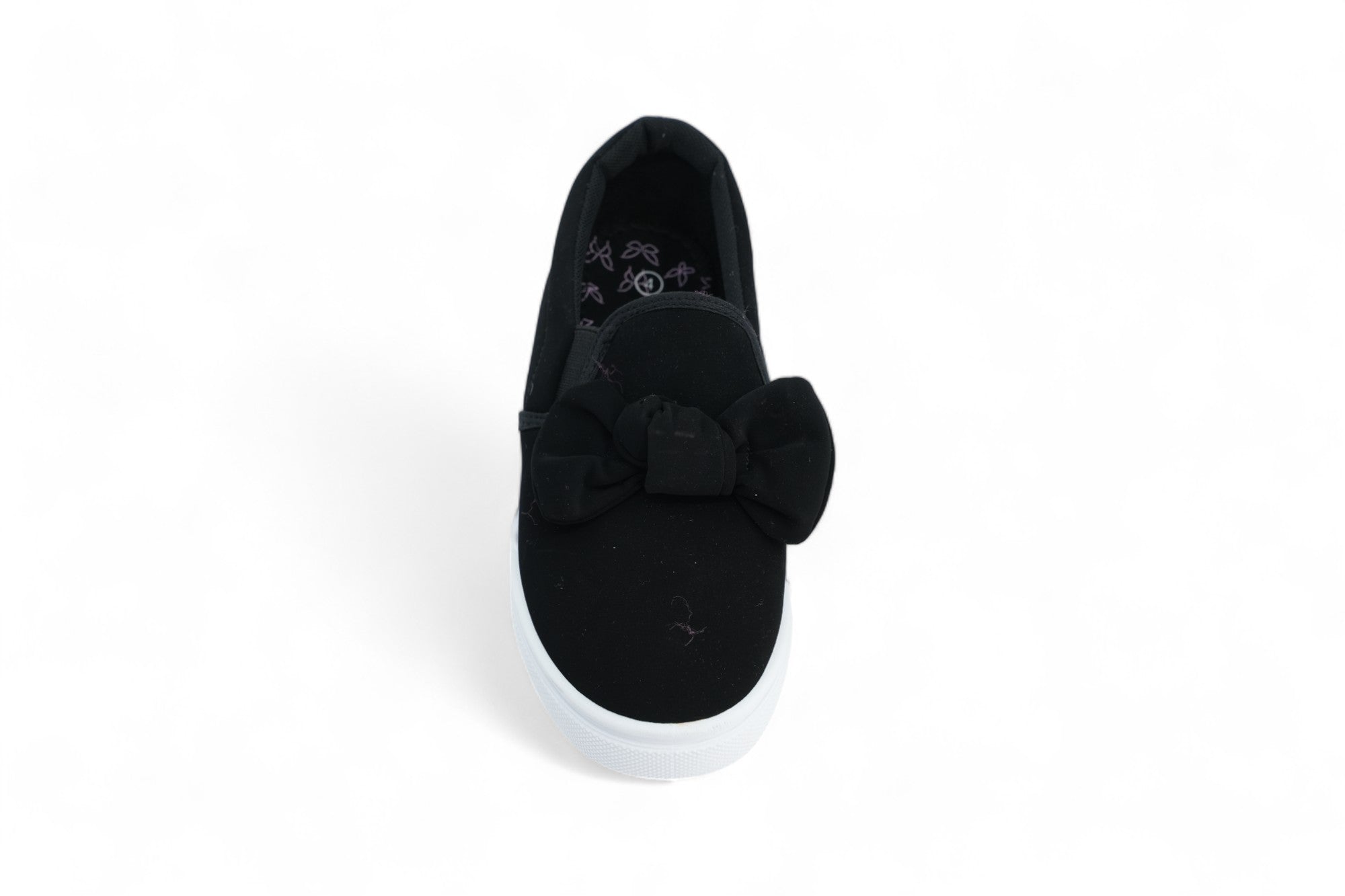 Girls` Black Bow Slip On Sneaker