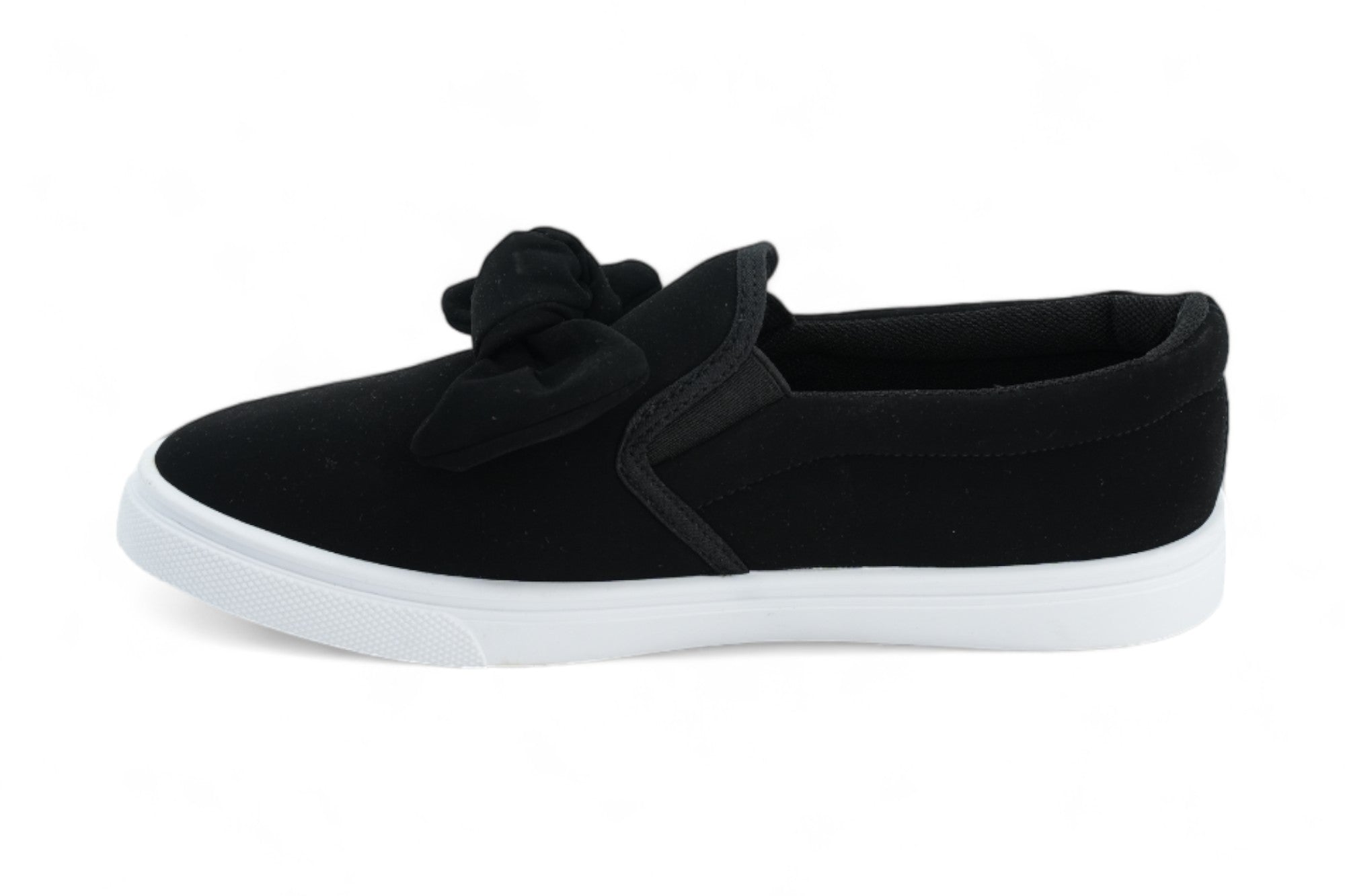 Girls` Black Bow Slip On Sneaker