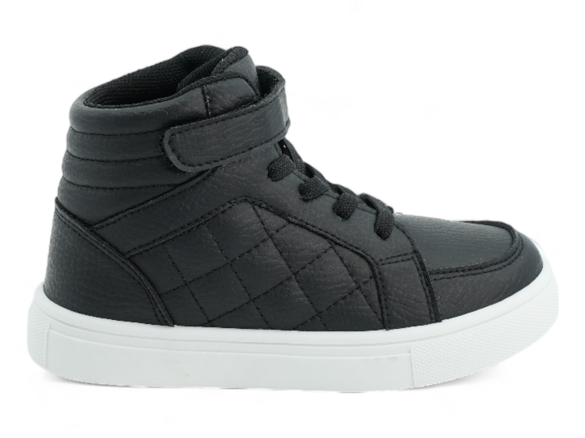 Girls` Black Quilted Vegan Leather High Top