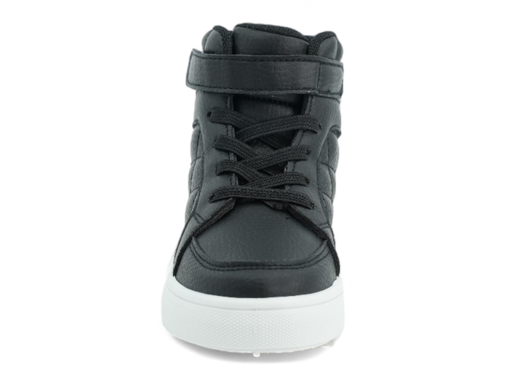 Girls` Black Quilted Vegan Leather High Top
