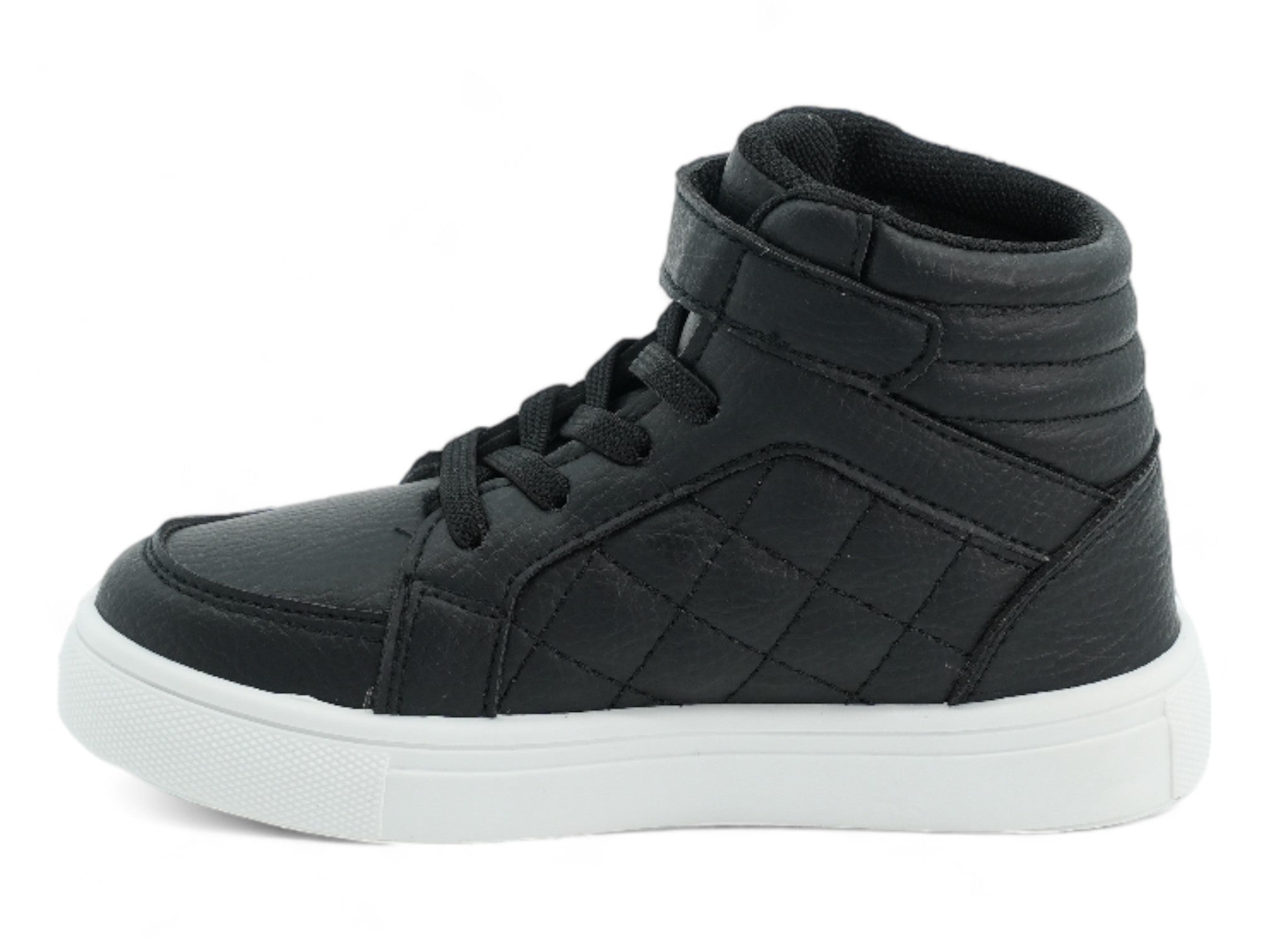Girls` Black Quilted Vegan Leather High Top