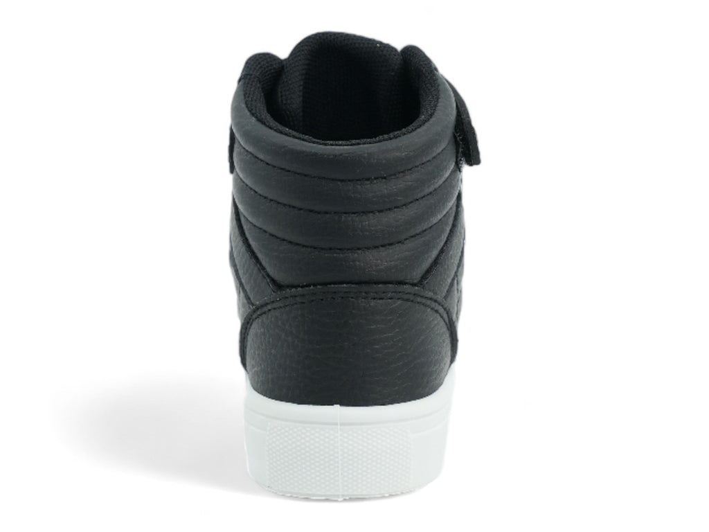 Girls` Black Quilted Vegan Leather High Top