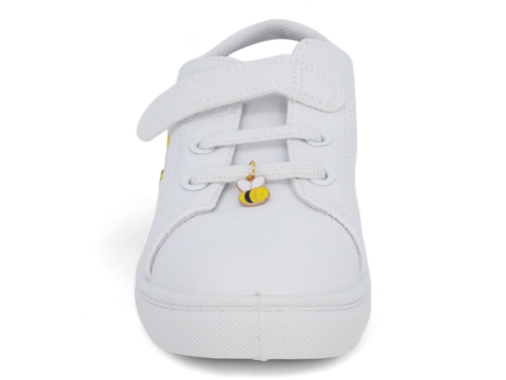 Girls` White Flower & Bee Sneaker