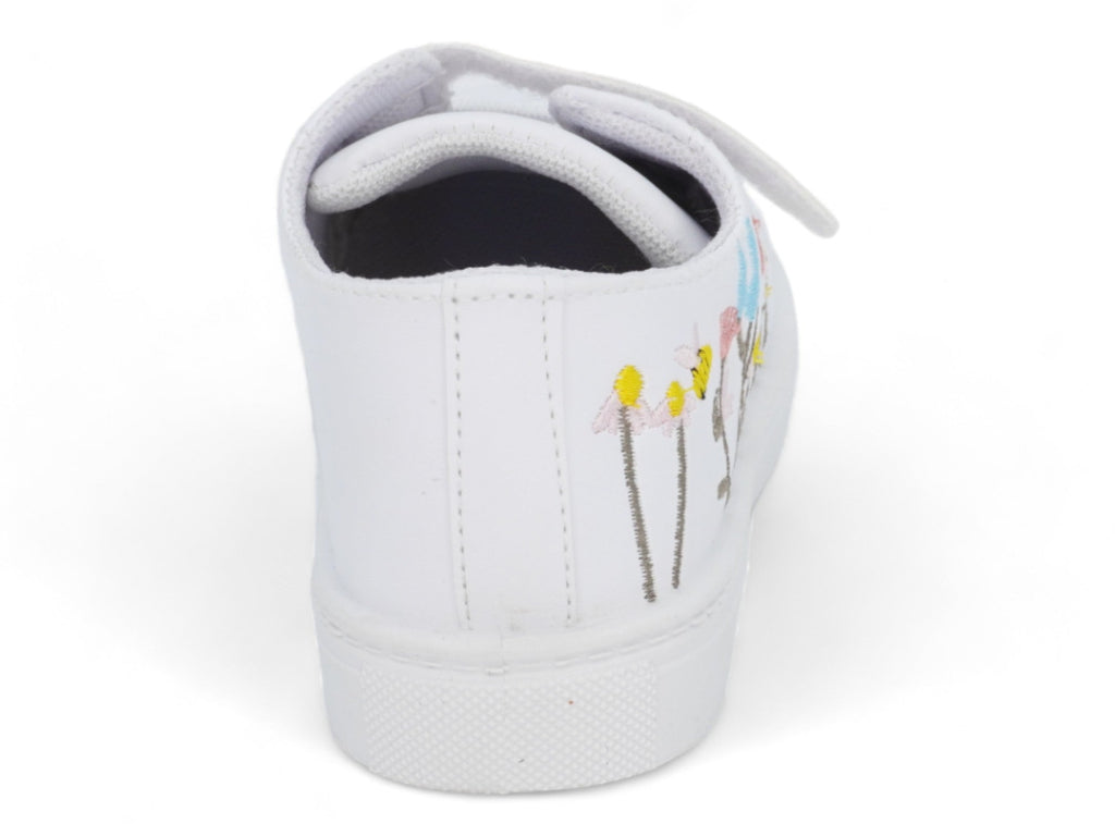 Girls` White Flower & Bee Sneaker