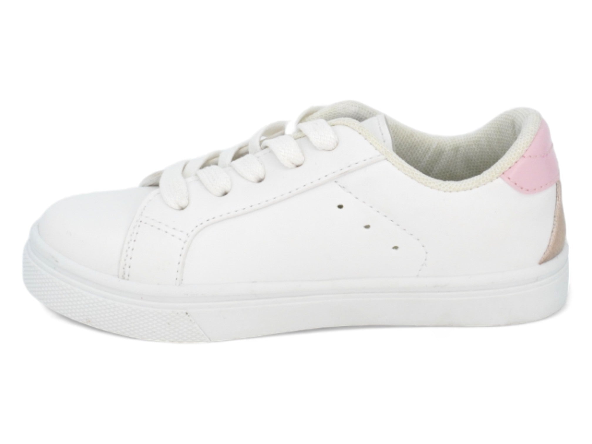 Girls` White & Pink Star Sneaker