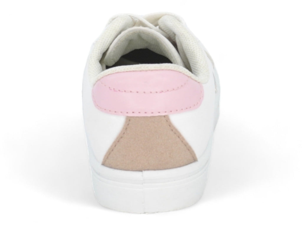 Girls` White & Pink Star Sneaker