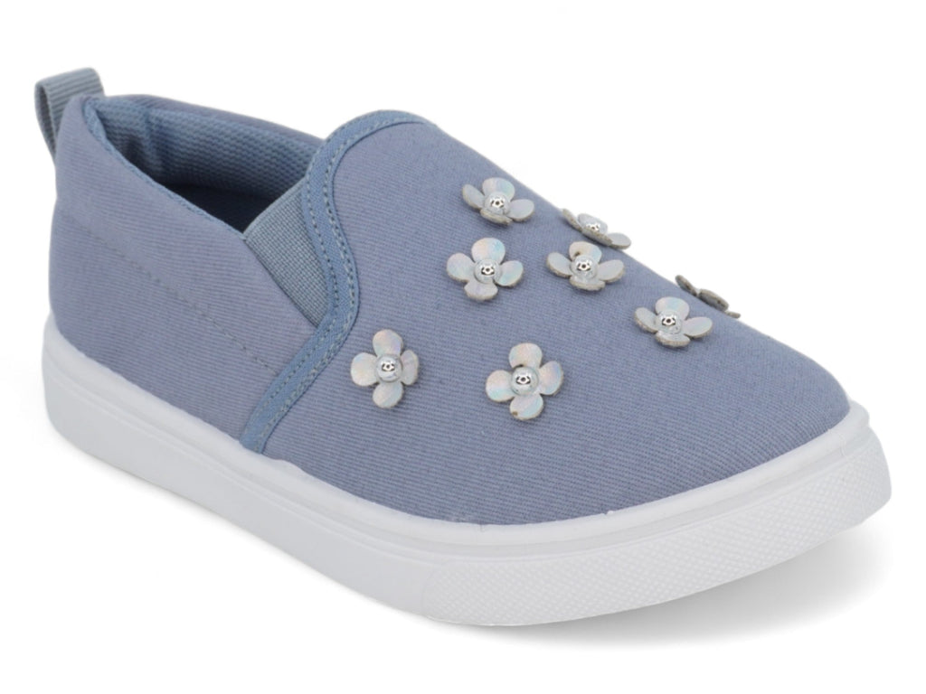 Girls` Denim Flower Slip On