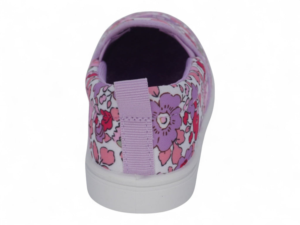 Girls` White Purple Multicolor Flower Slip On