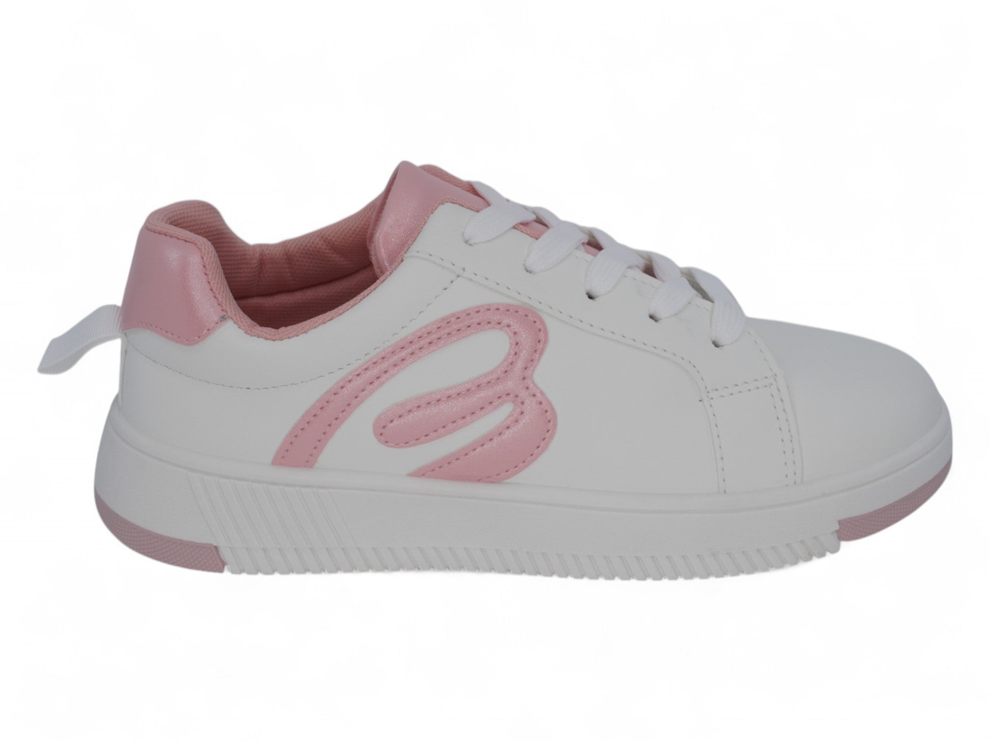 Girls` Pink B Low Top Sneaker