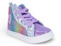 Girls` Purple Glitter Heart Hi Top