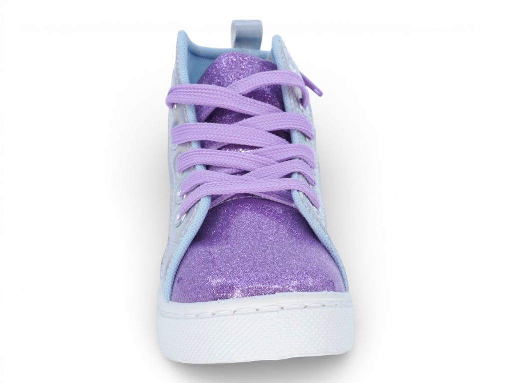 Girls` Purple Glitter Heart Hi Top