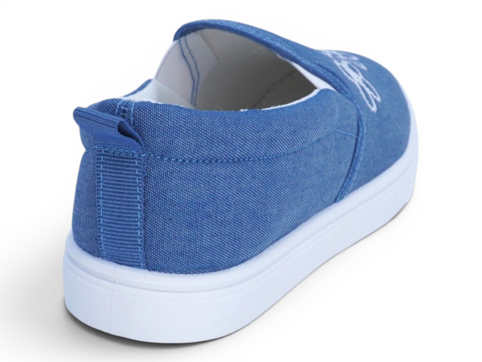 Girls Denim Floral Slip On Sneakers