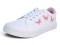 Girls White & Pink Butterfy Sneakers