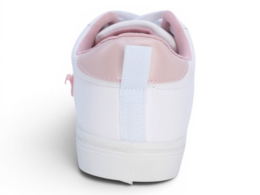 Girls White & Pink Butterfy Sneakers