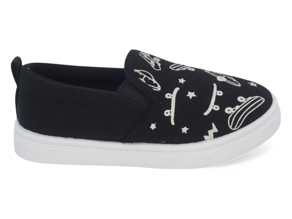 Toddler Black Skater Canvas Slip On
