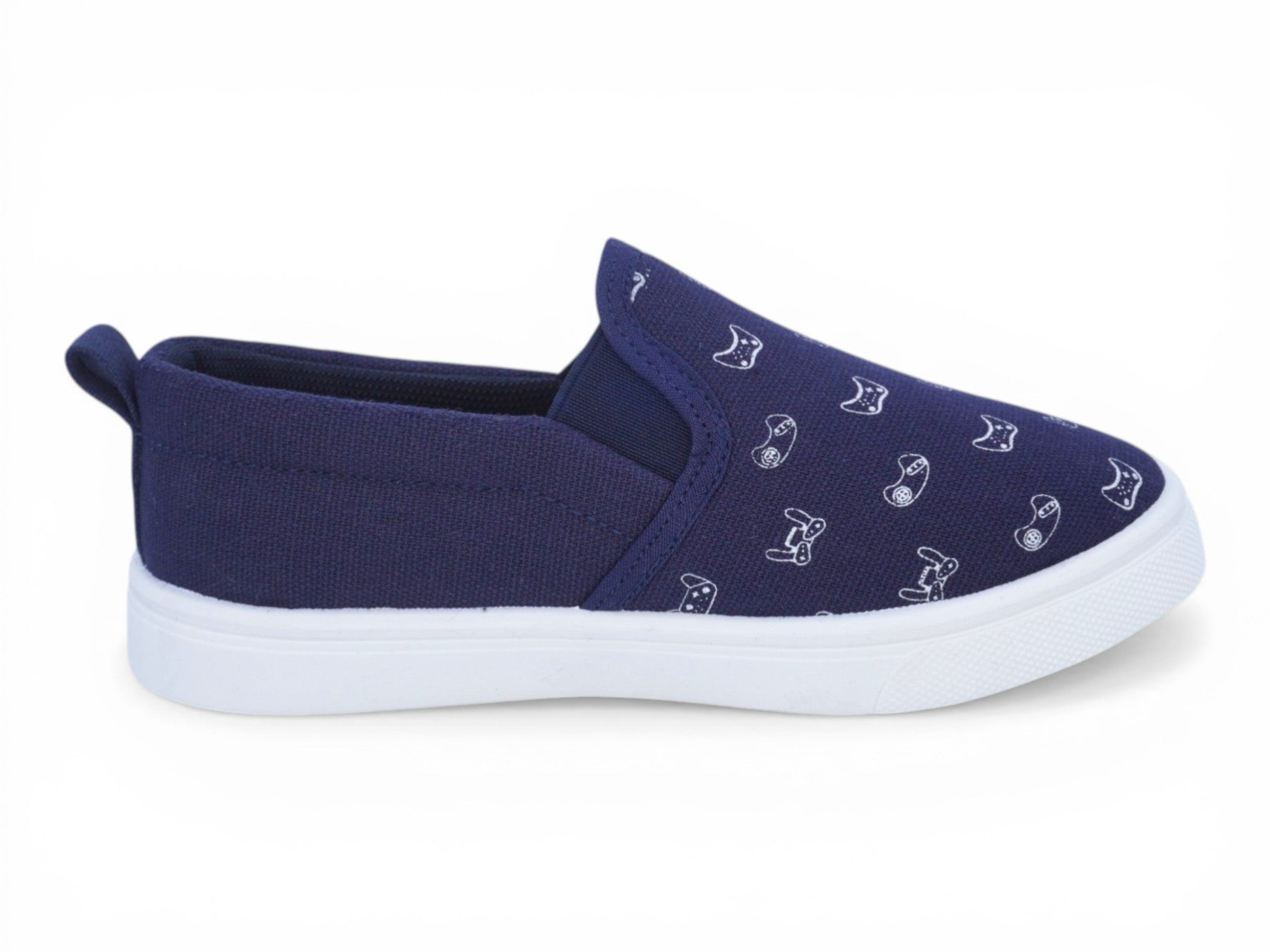 Toddler Navy Gamer Canvas Slip On