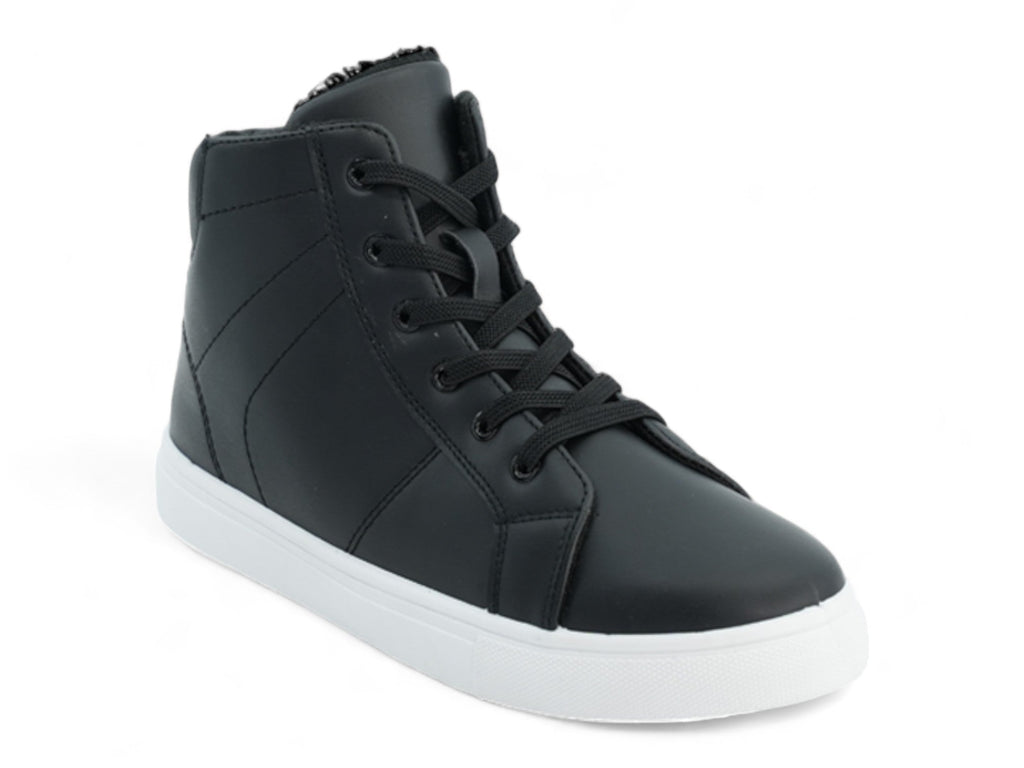 Boys` Black Fleece Lined High Top Sneaker