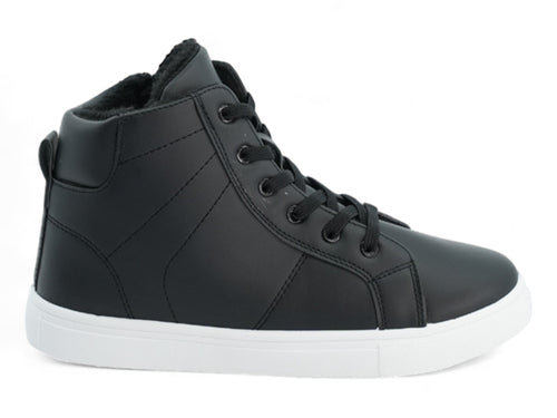 Boys` Black Fleece Lined High Top Sneaker