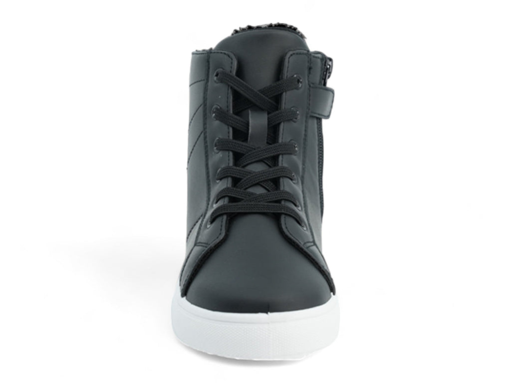 Boys` Black Fleece Lined High Top Sneaker